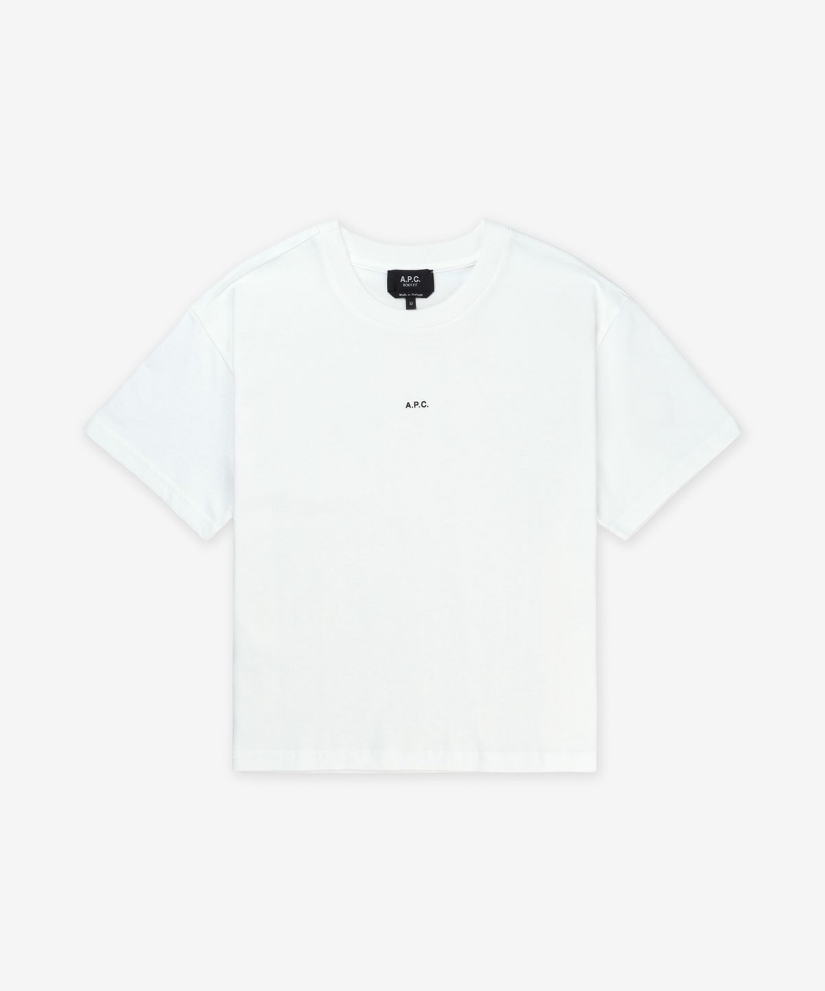 아페쎄(A.P.C.) 마이크로 로고 박시핏 반소매 티셔츠 - 화이트:블랙 / COHBWF26387TAG