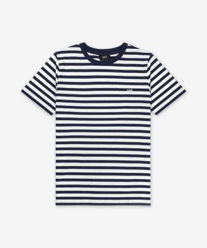 브로디 레이 로고 스트라이프 레귤러핏 반소매 티셔츠 - 다크네이비 / COHBZM26419IAK