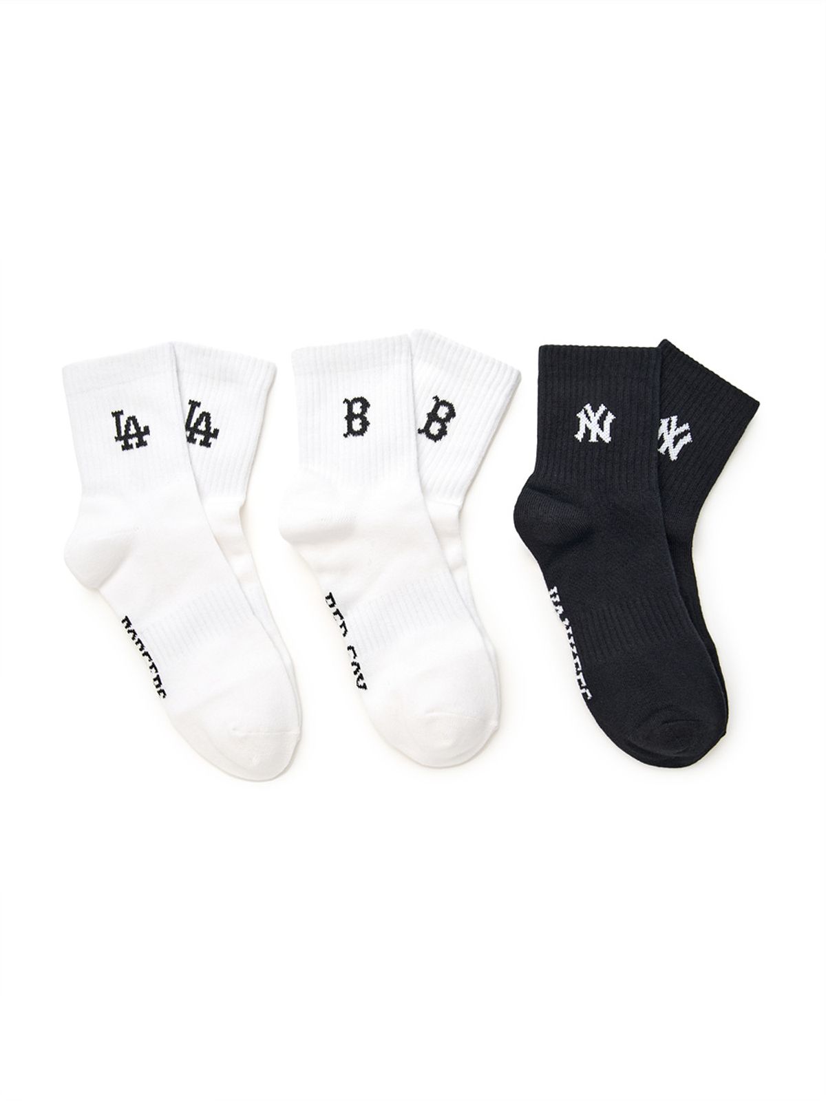 엠엘비(MLB) 데일리 스몰로고 중목양말 3족세트 MLB (Black)