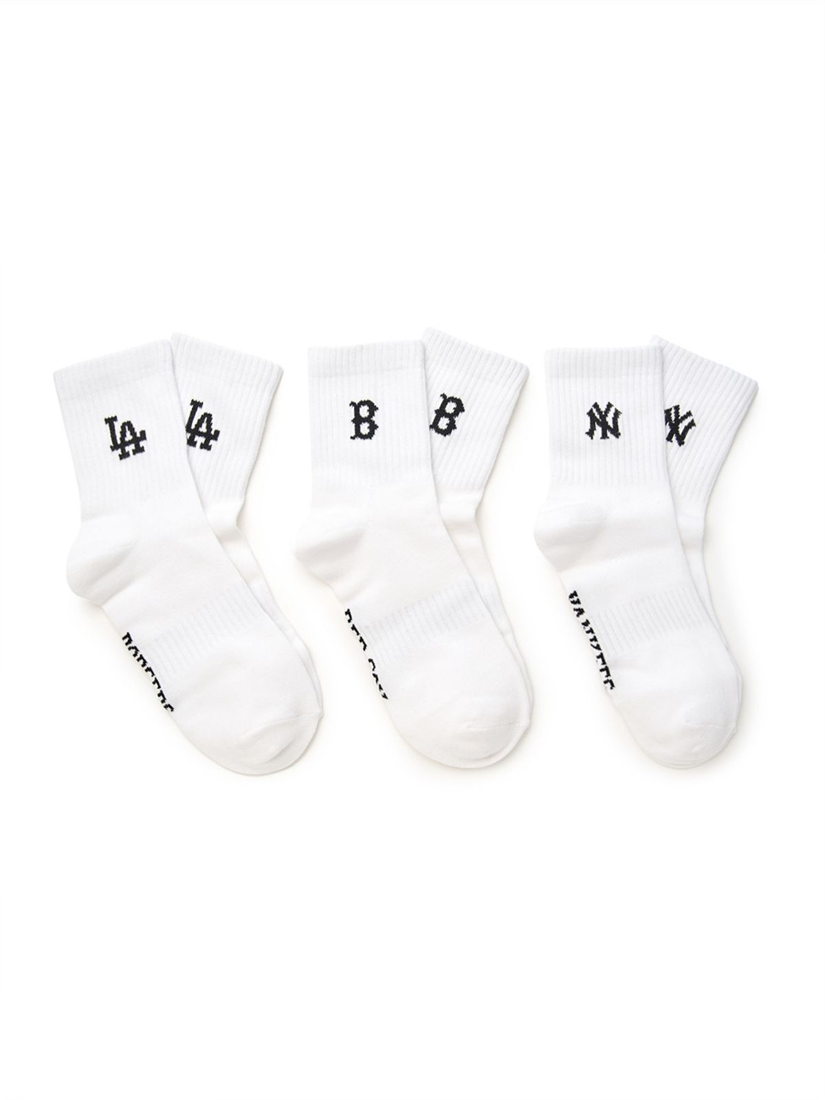 엠엘비(MLB) 데일리 스몰로고 중목양말 3족세트 MLB (White)