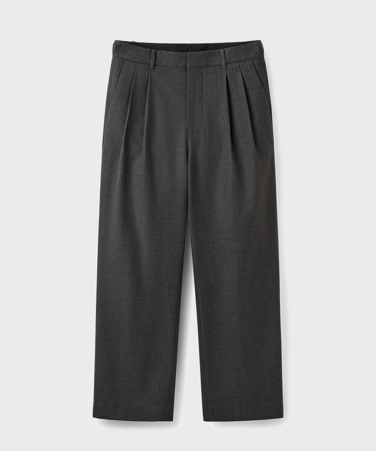 유니온블루(UNION BLUE) FLANNEL TWO PLEATS WIDE PANTS [CHARCOAL]