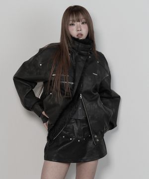 피그먼트 무스탕 퍼 점퍼 (블랙)