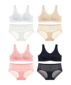 [4PACK] 비비드 레이스 브라팬티 세트