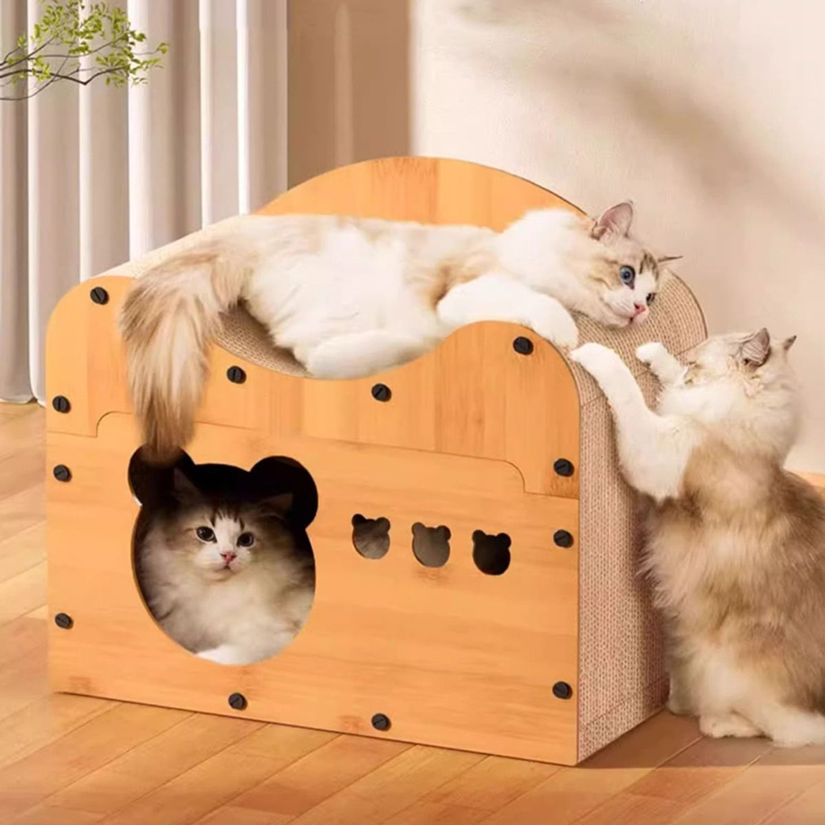 개과천선(GAEKWACHEONSUN) 어몽드 네이처 고양이 스크래쳐 원목 하우스