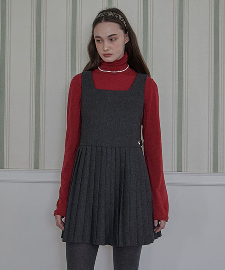 CELIA WOOL PLEATS MINI DRESS