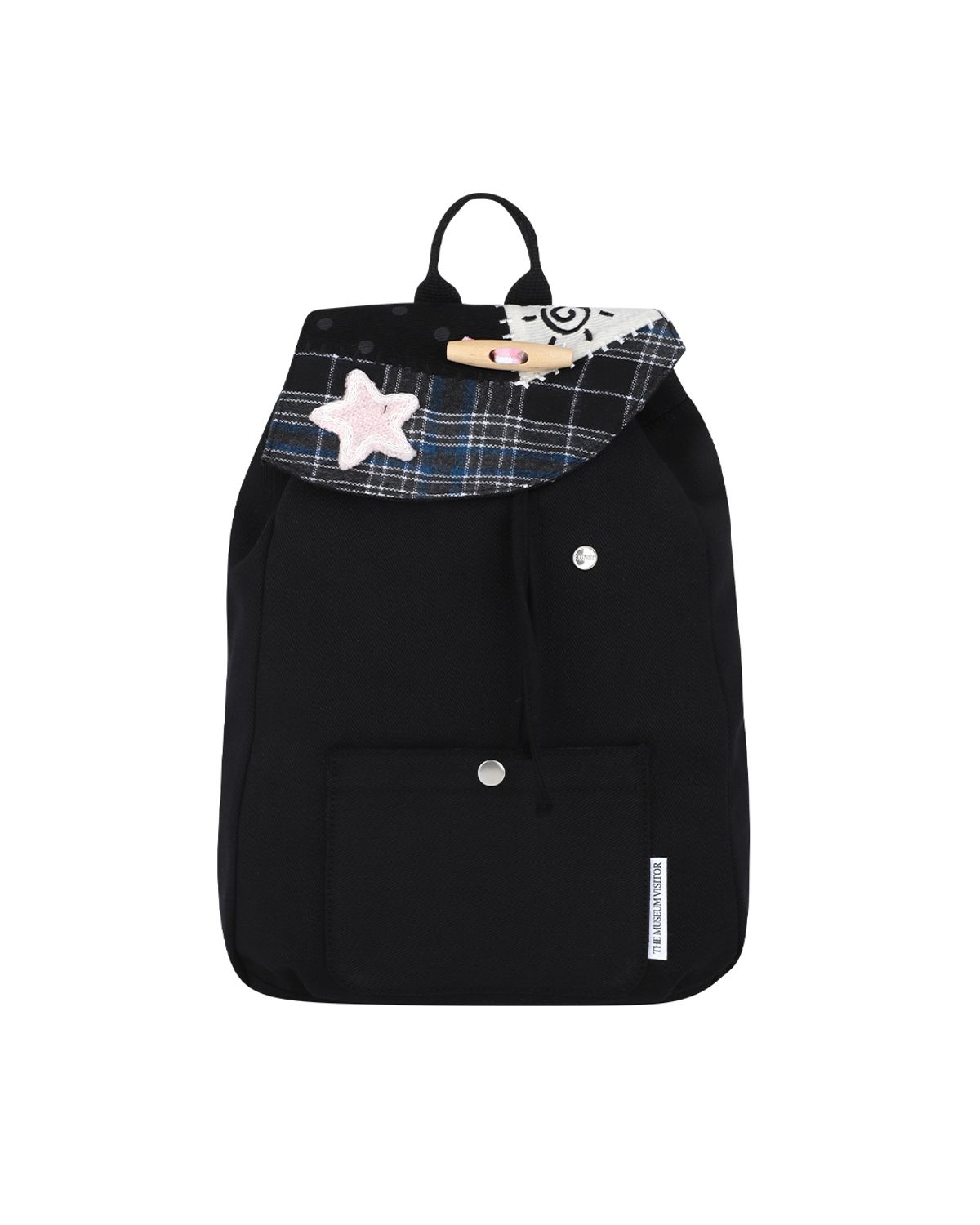 더뮤지엄비지터(THEMUSEUMVISITOR) PATCHWORK STRING MINI BACKPACK (BLACK)