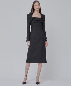 24  FW 칼라108 디어 비비안 트위드원피스  블랙