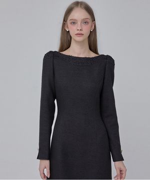 24  FW 칼라105 디어 홀리 트위드원피스  블랙