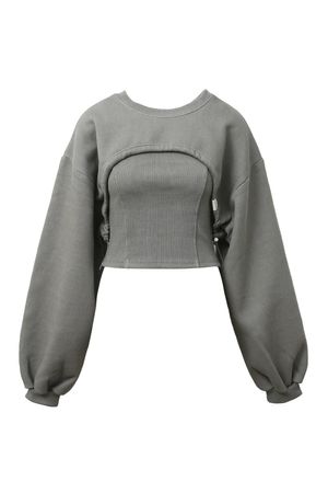 리프 크롭 맨투맨 세트