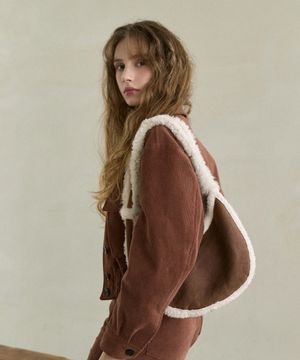 GENUINE SHEARING HOBO BAG BROWN