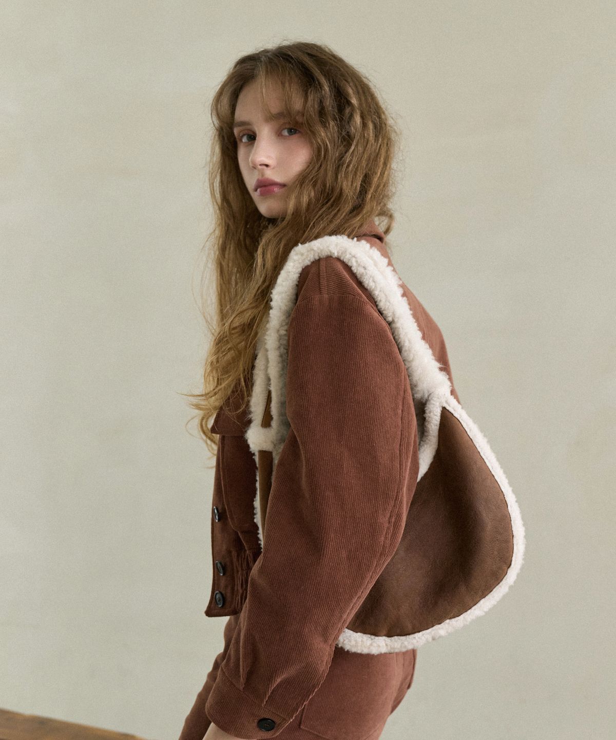 메종246(MAISON246) GENUINE SHEARING HOBO BAG BROWN