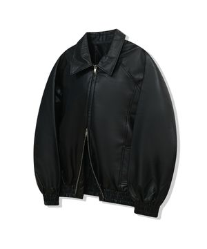 87-STAN058 나그랑 레더 블루종 자켓 블랙