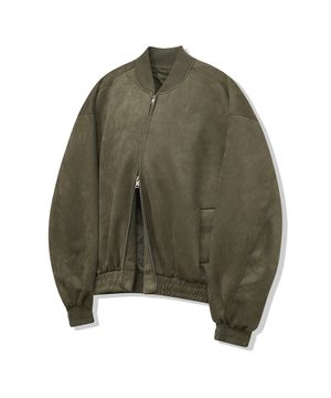 87-STAN059 미니멀 투웨이 스웨이드 블루종 자켓 카키