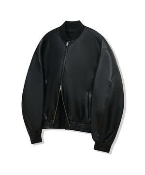 87-STAN060 미니멀 투웨이 레더 블루종 자켓 블랙