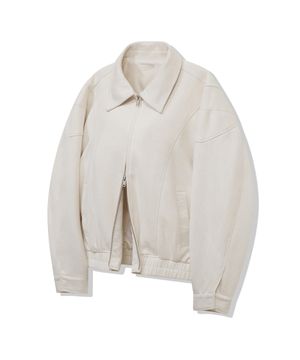 87-STAN061 레이어 라인 스웨이드 블루종 자켓 아이보리