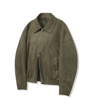 87-STAN061 레이어 라인 스웨이드 블루종 자켓 카키