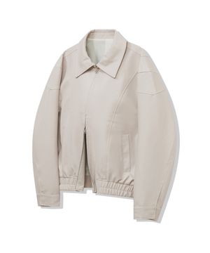 87-STAN062 레이어 라인 레더 블루종 자켓 아이보리