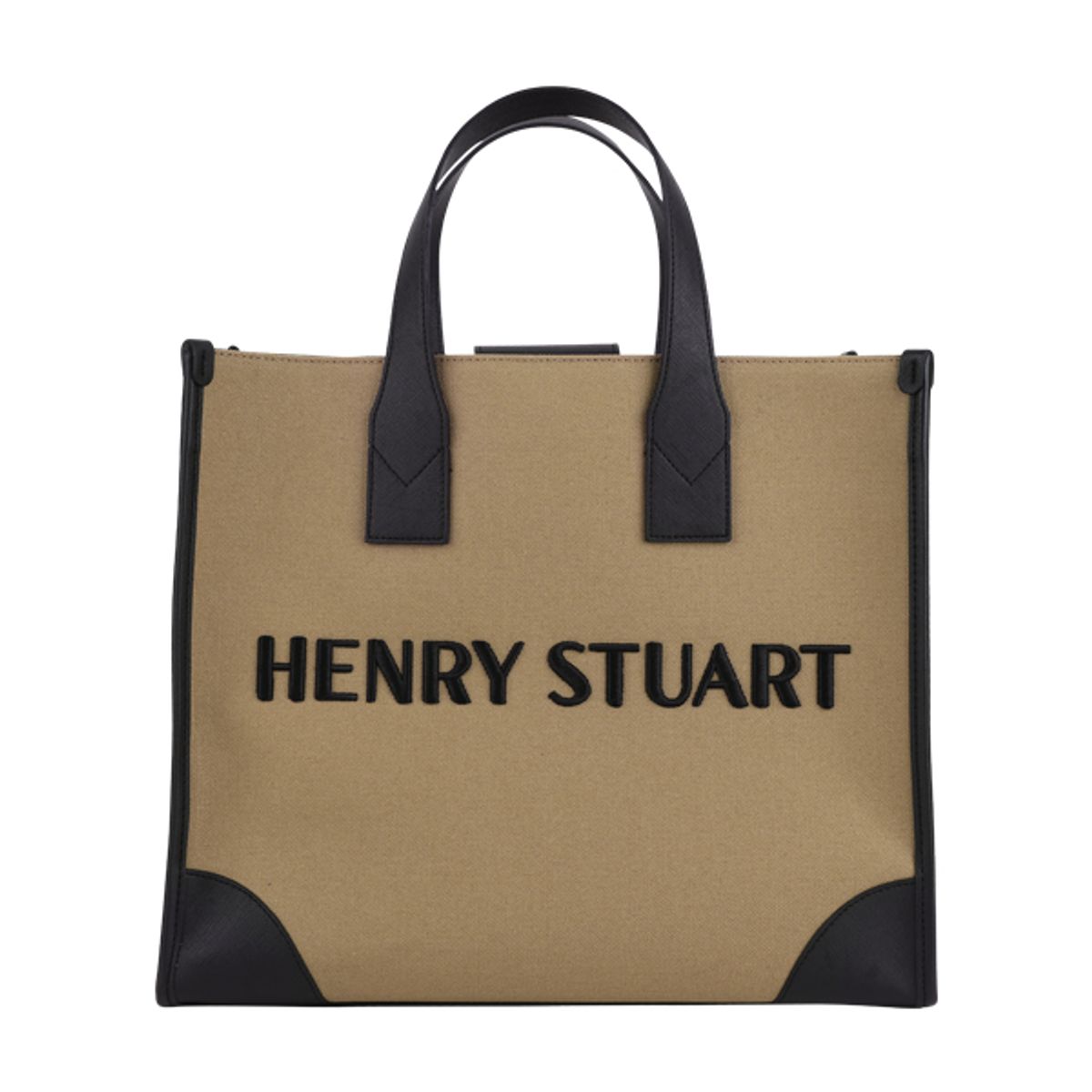 헨리스튜어트(HENRY STUART) 캔버스 H 스퀘어 토트백 골프파우치 브라운