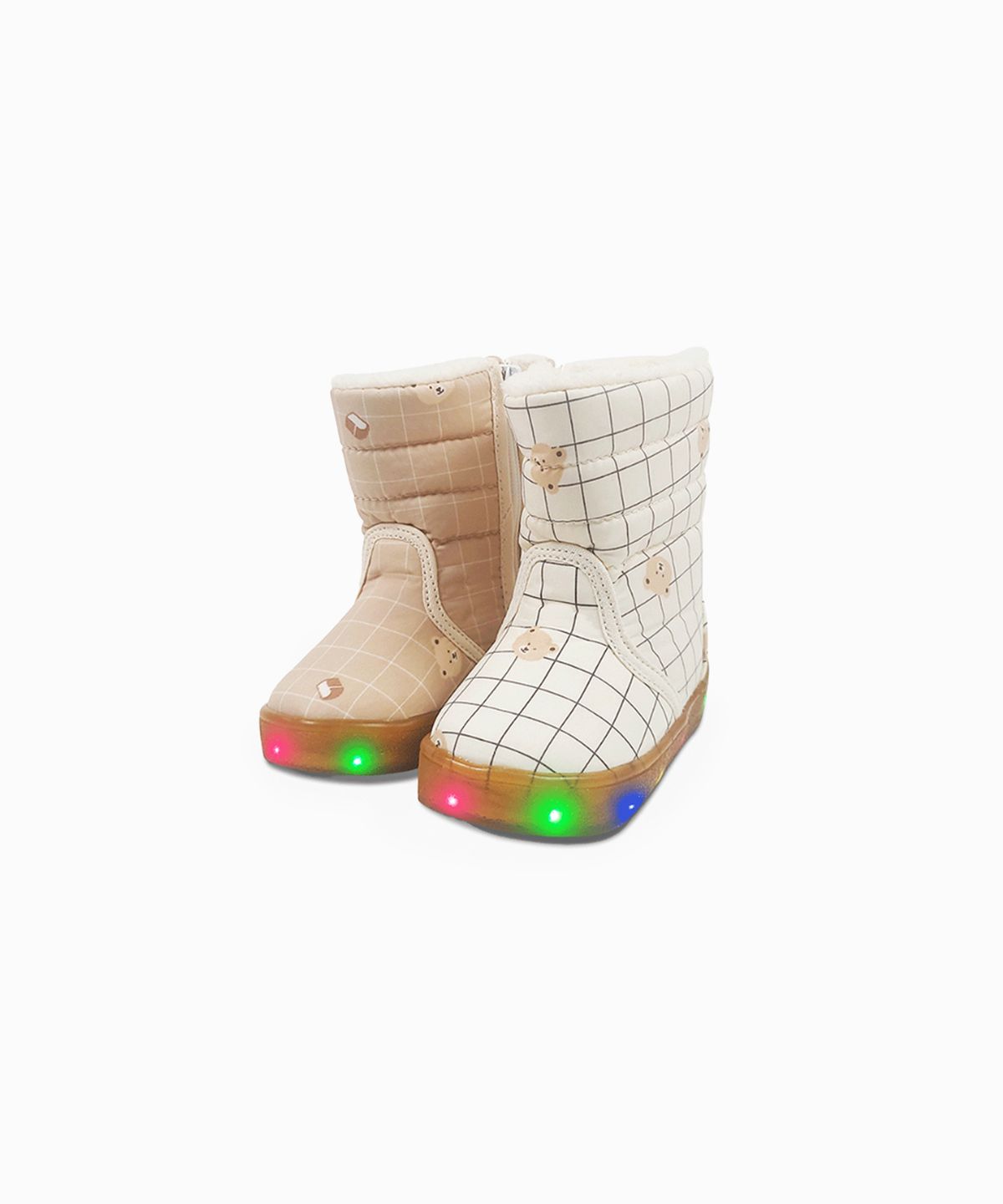 베이비솔(BABYSOLE) 체크곰돌이 LED부츠