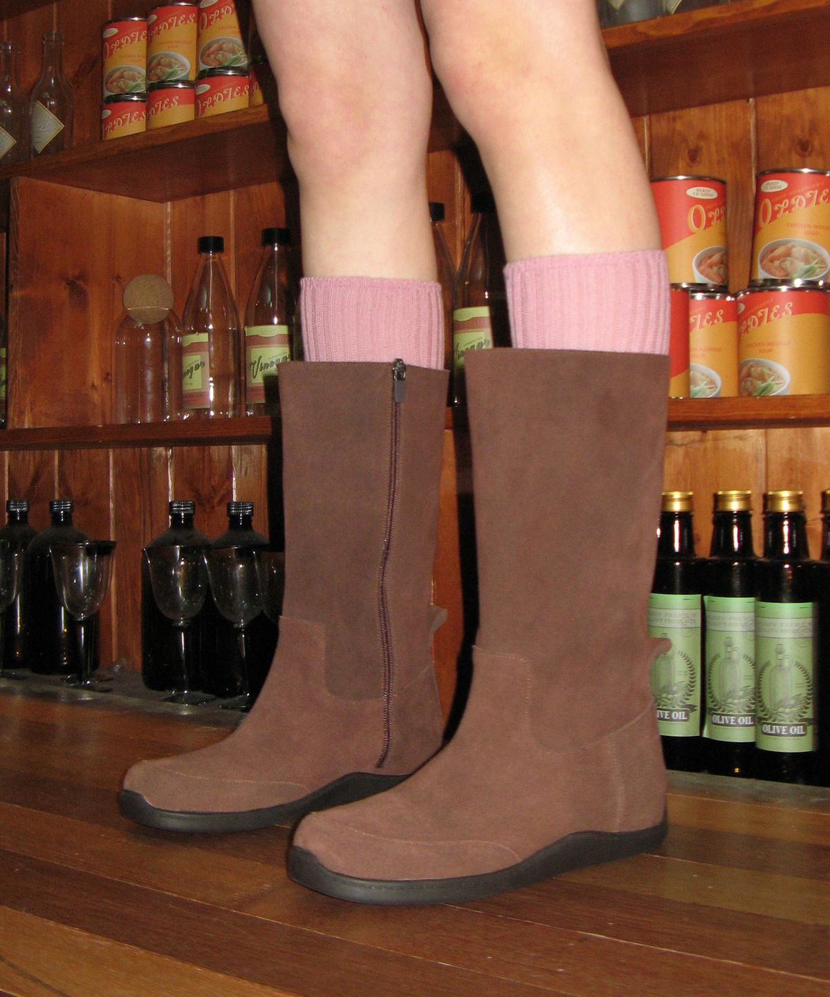 포기무디(FOGGY MOODY) Suede Keen 0005-1. Rubber Sole Mid-Leg Boots - 2colors