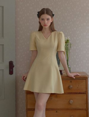 드뮤 브이넥 퍼프 라인 원피스 (SS/FW Ver.)