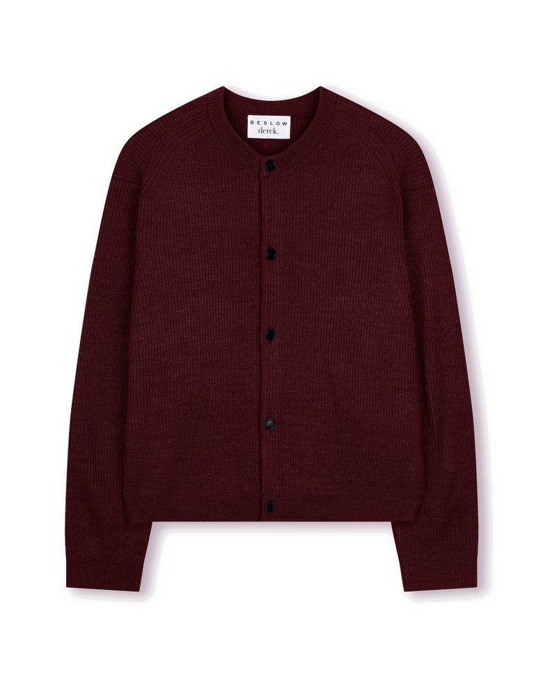 [비슬로우X데릭]CREW NECK SHORT CARDIGAN DARK RED