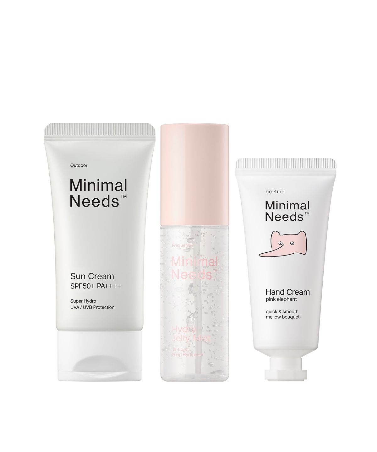 미니멀니즈(MINIMALNEEDS) 선케어 세트 (선크림+하이드라 젤리 미스트+핸드크림 핑크 엘리펀트)