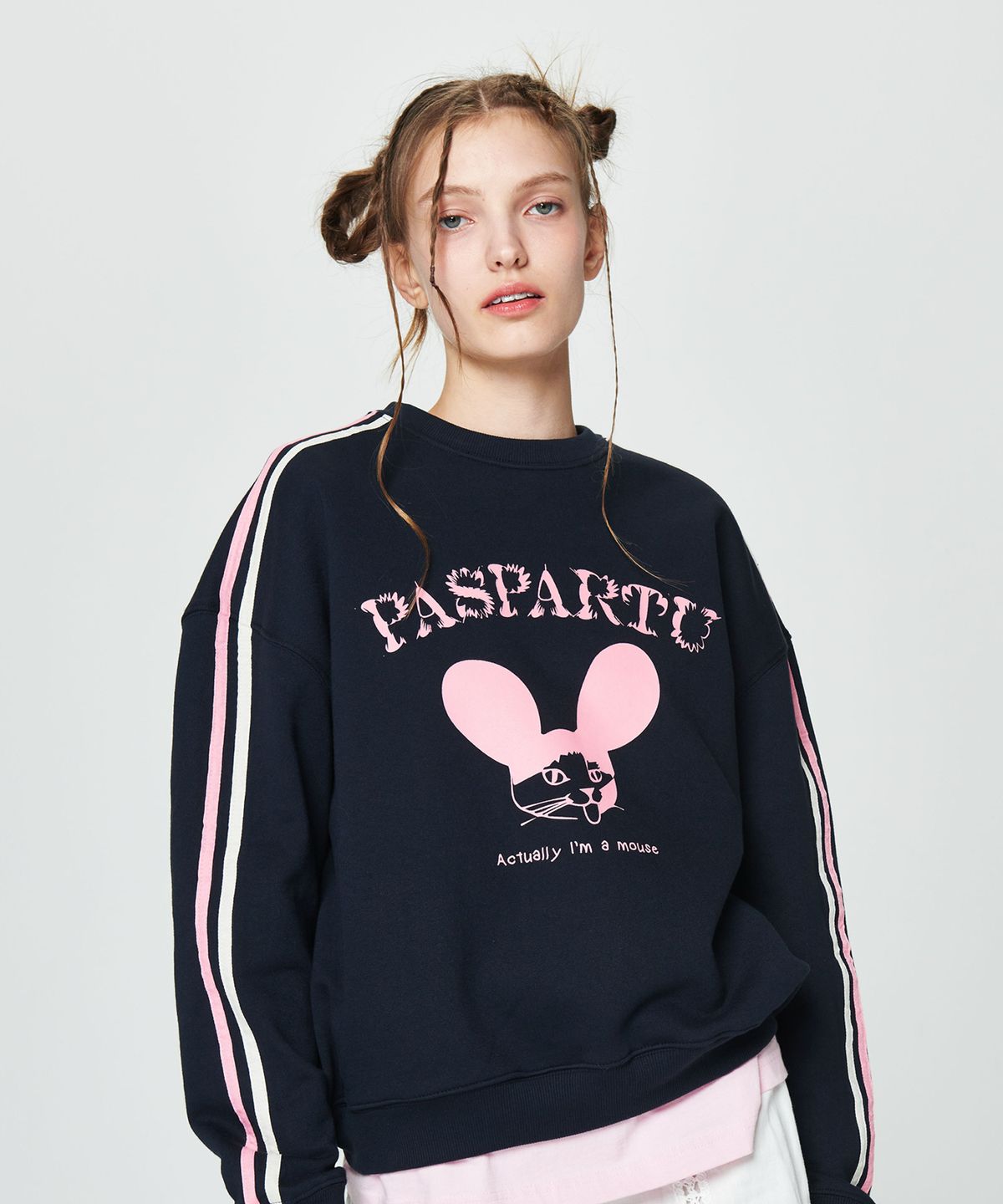 파스파르투(PASPARTU) LAZY CAT - IM MOUSE SWEATSHIRT [NAVY]