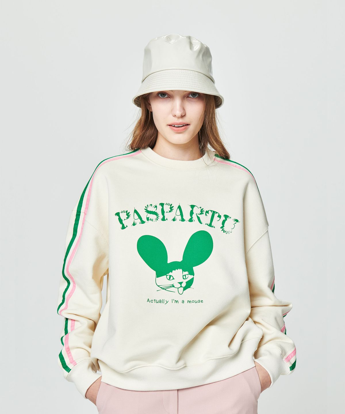 파스파르투(PASPARTU) LAZY CAT - IM MOUSE SWEATSHIRT [IVORY]
