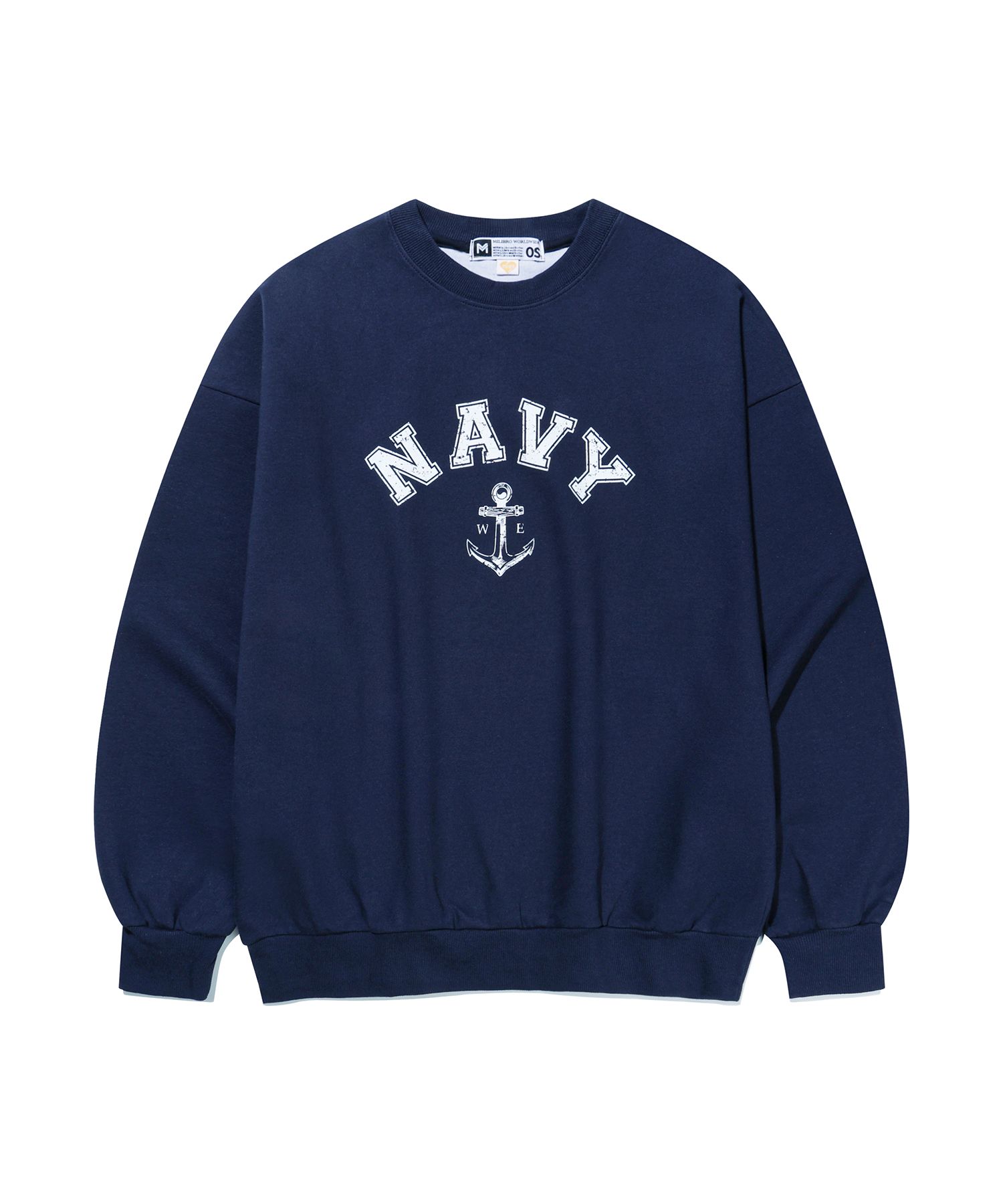 MUSINSA | MILIBRO MTM NAVY Anchor Crack Navy Oversized Sweatshirt
