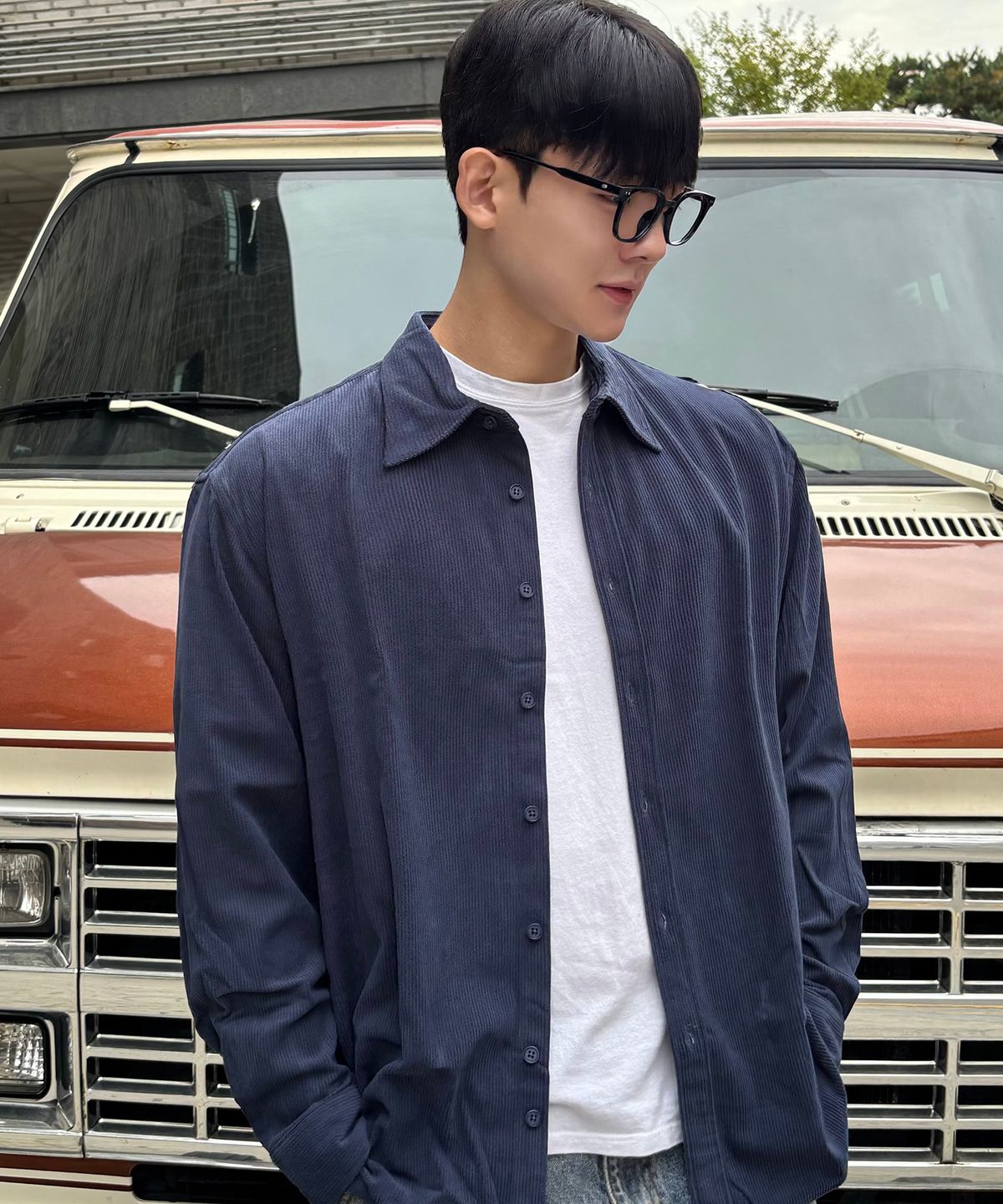엘엑스티(LXT) 코듀로이 스트레이트 셔츠 [네이비]