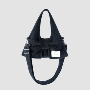 코듀로이 미니 리본 호보 도트 앤 크로스백 _ [블랙]