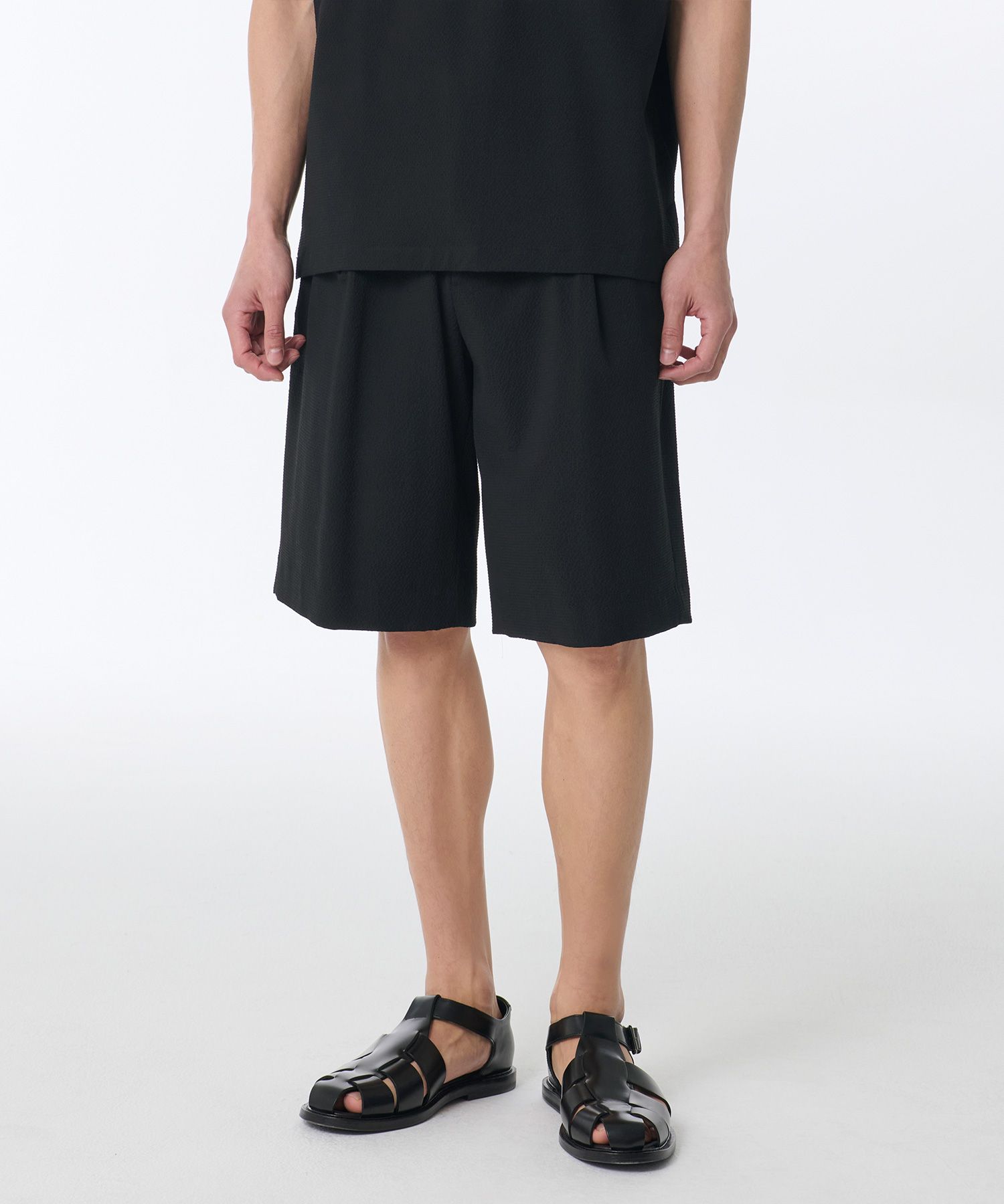 ★MUSINSA STANDARD★ Seersucker one tuck wide banding shorts MUSINSA | MUSINSA STANDARD Seersucker One Tuck Wide Banding