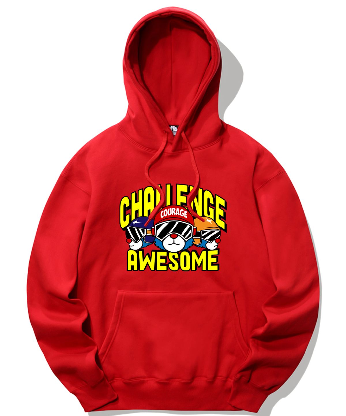 트립션(TRIPSHION) AWESOME TRIPLE BEAR 그래픽 후드티 - 레드