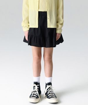 코튼 밴딩 티어드 스커트 [블랙]