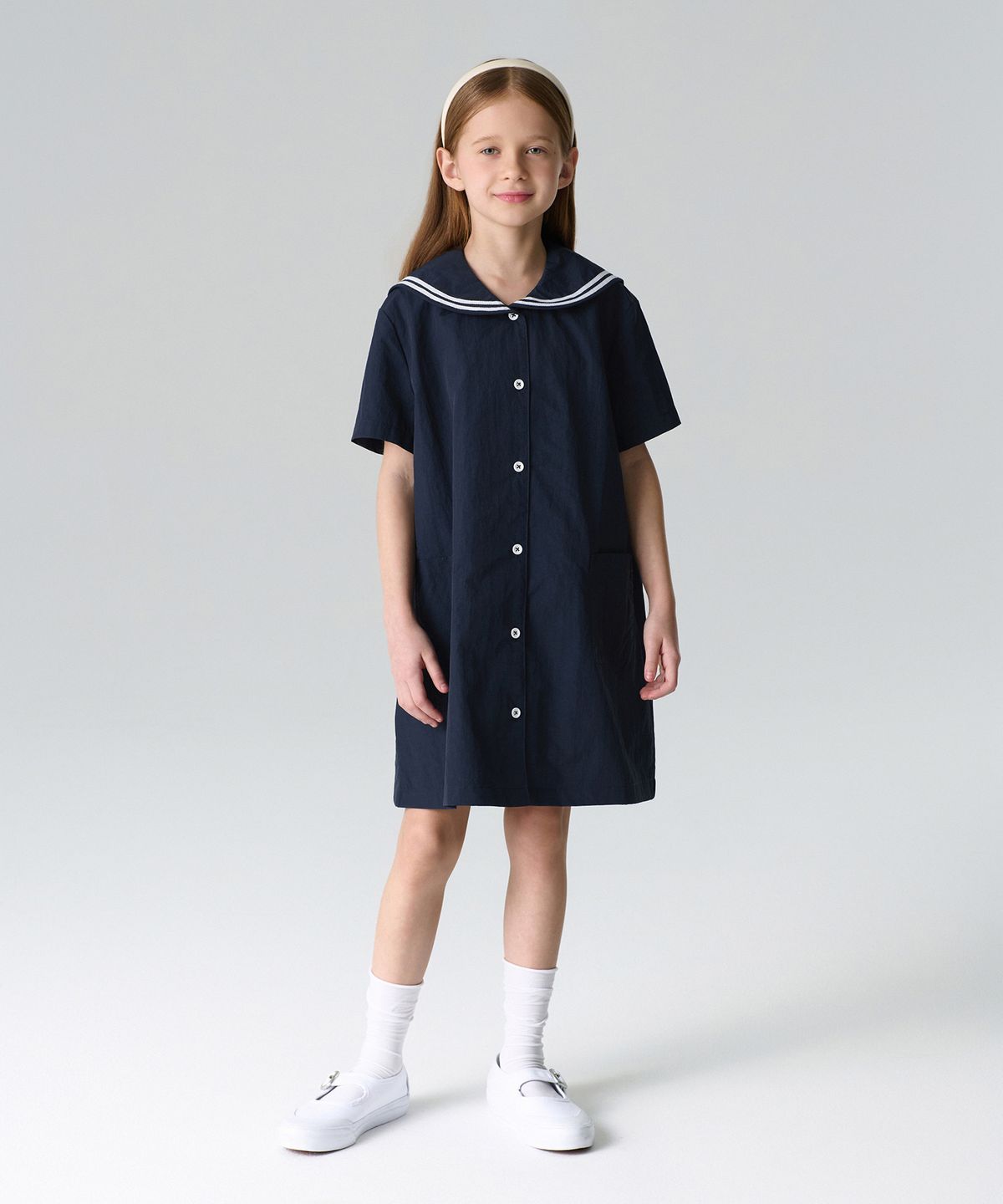 무신사 스탠다드 키즈(MUSINSA STANDARD KIDS) 세일러 나일론 드레스 [네이비]