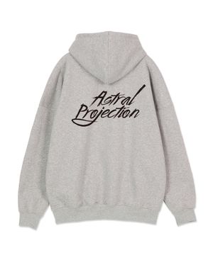 핸드 래터링 오버핏 와이드 숄더 후디_멜란지