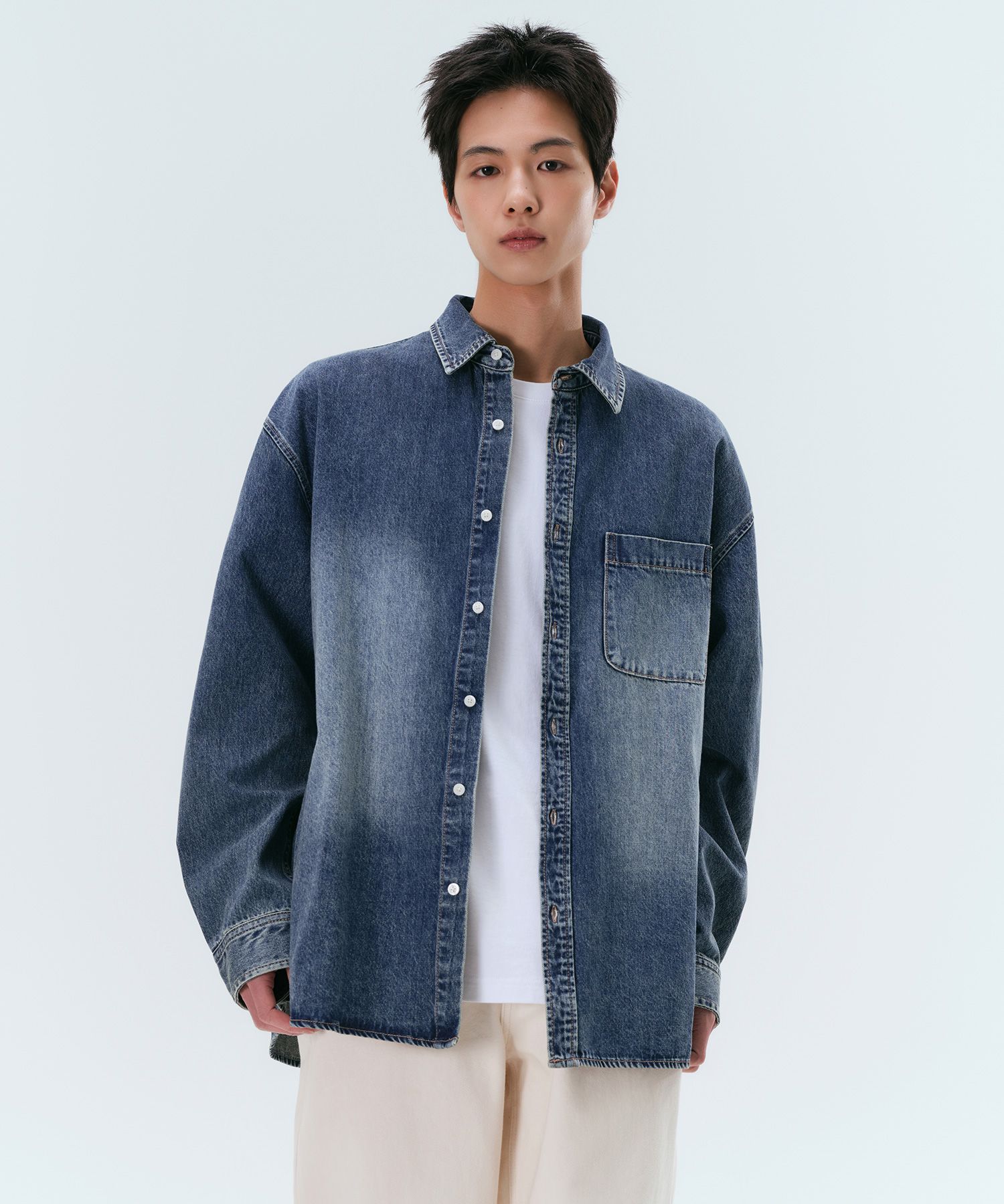 MUSINSA | MUSINSA STANDARD Big Brush Oversized Denim Shirt