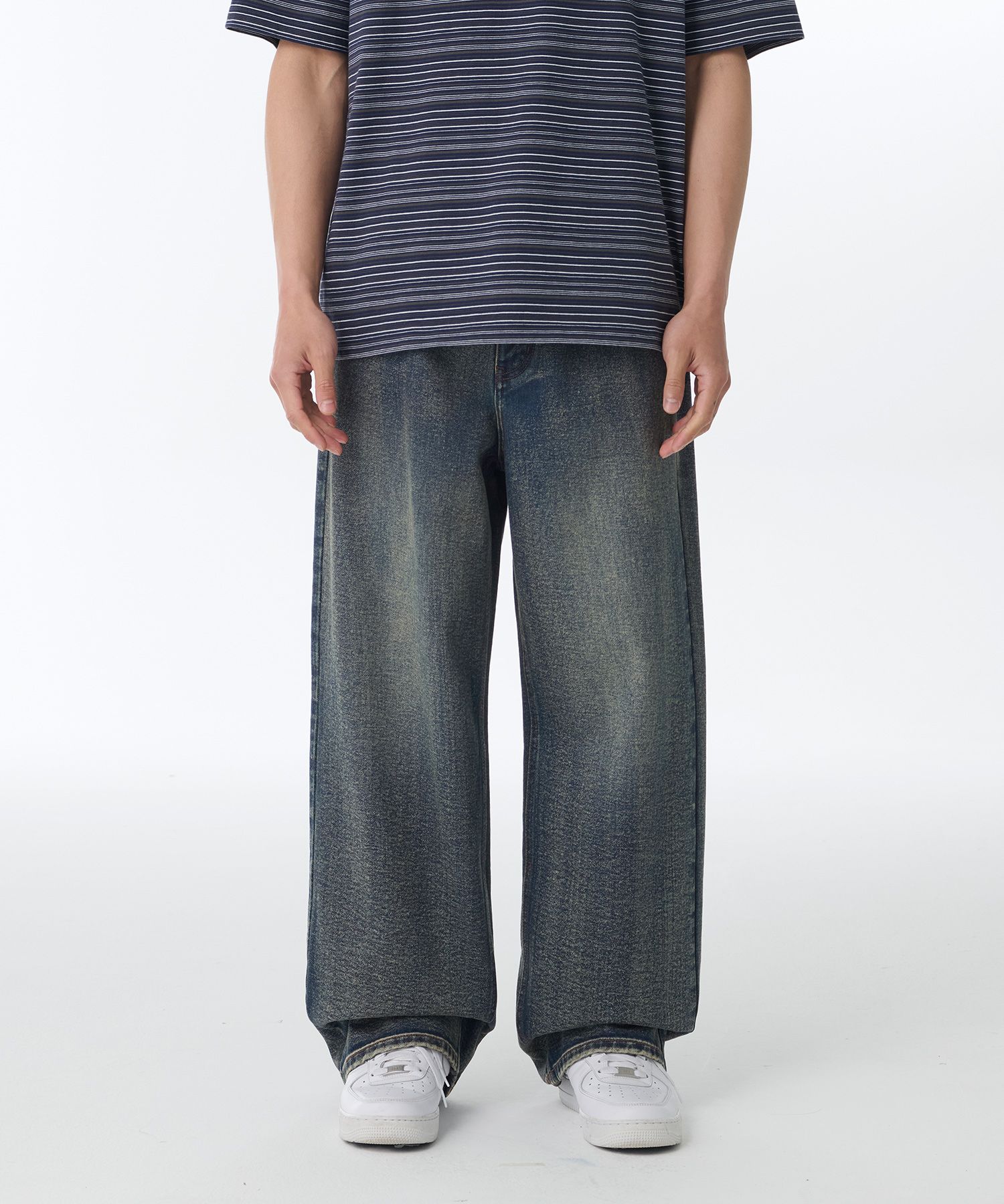 MUSINSA | MUSINSA STANDARD Scrub Washed Wide Denim Pants