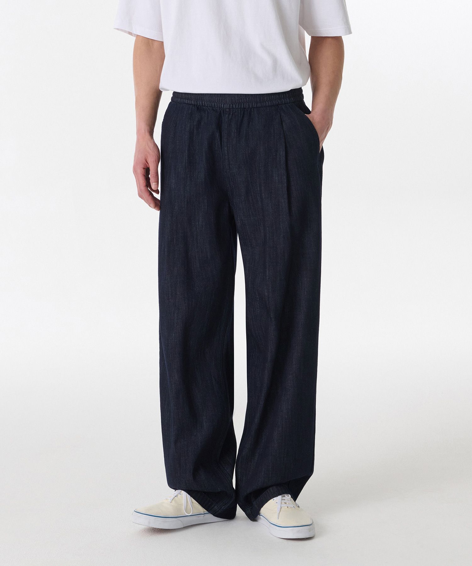 ★MUSINSA STANDARD★ Linen-like one-tuck wide banding denim MUSINSA | MUSINSA STANDARD Linen-like one-tuck wide banding