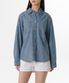우먼즈 릴렉스드 투 포켓 데님 셔츠 [라이트 인디고]