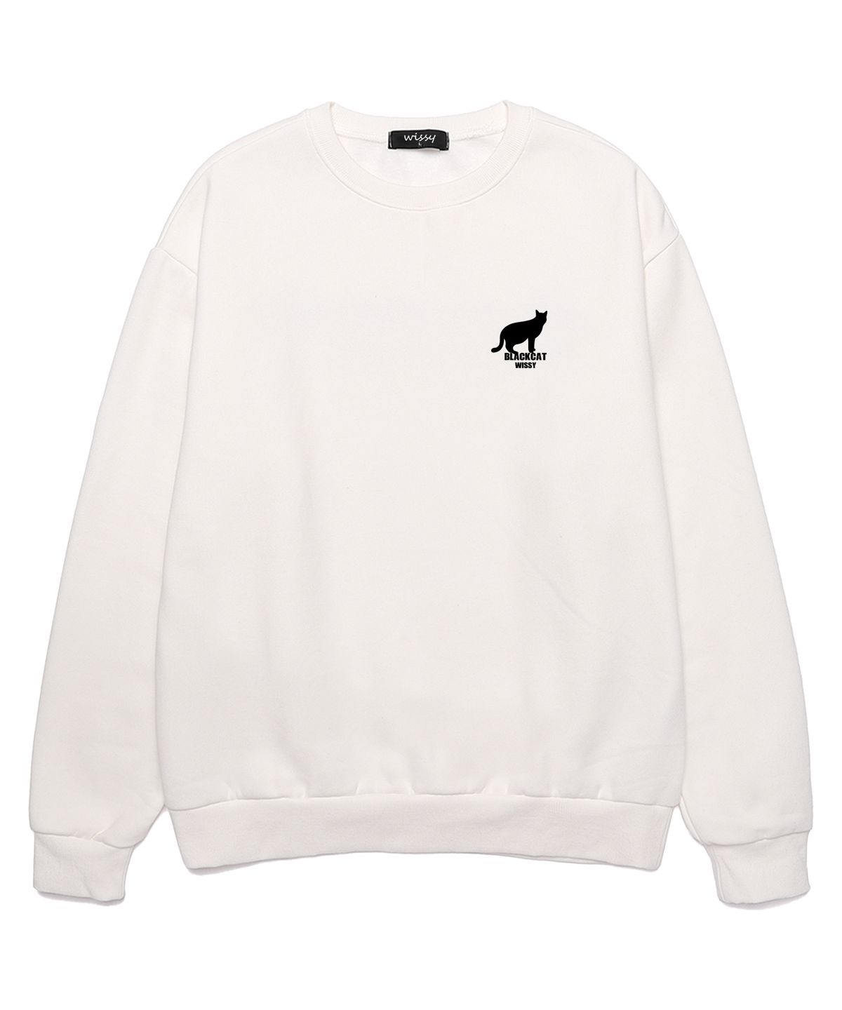 위씨(WISSY) BLACK CAT 맨투맨 (WLS022) 화이트