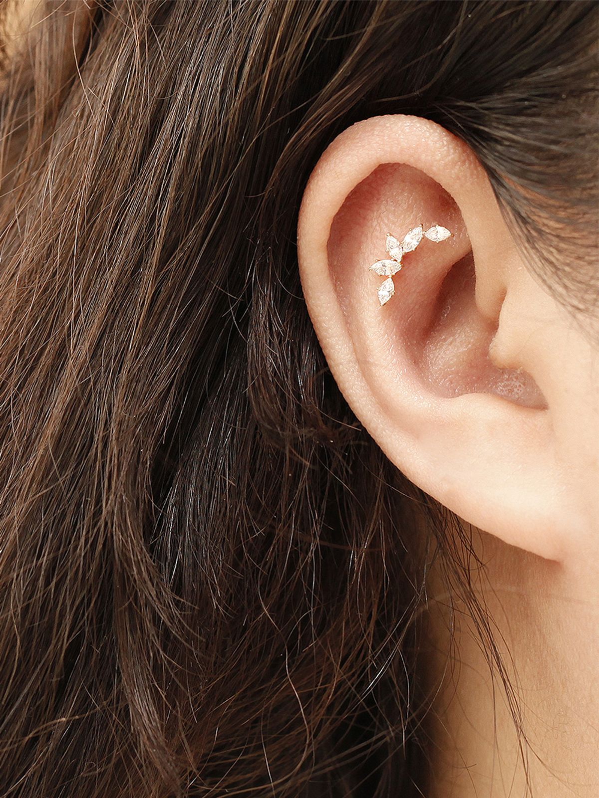 미니멀피어싱(MINIMALPIERCING) 14K 보트 커브 큐빅 피어싱 귀걸이