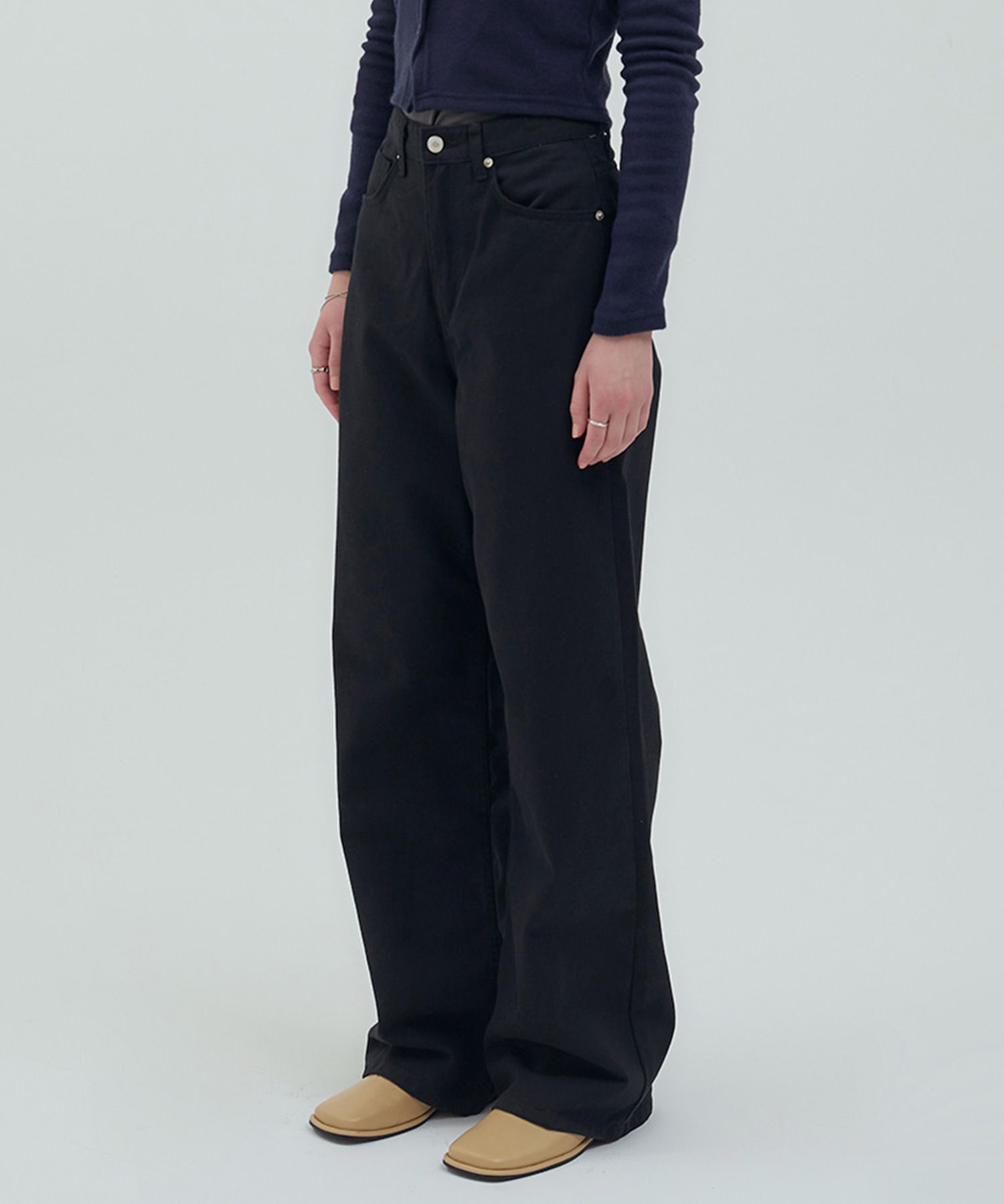MUSINSA | MUAHMUAH Classic Color Washing Cotton Pants [Black]