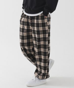 타탄 체크 와이드 조거 팬츠 (블랙)