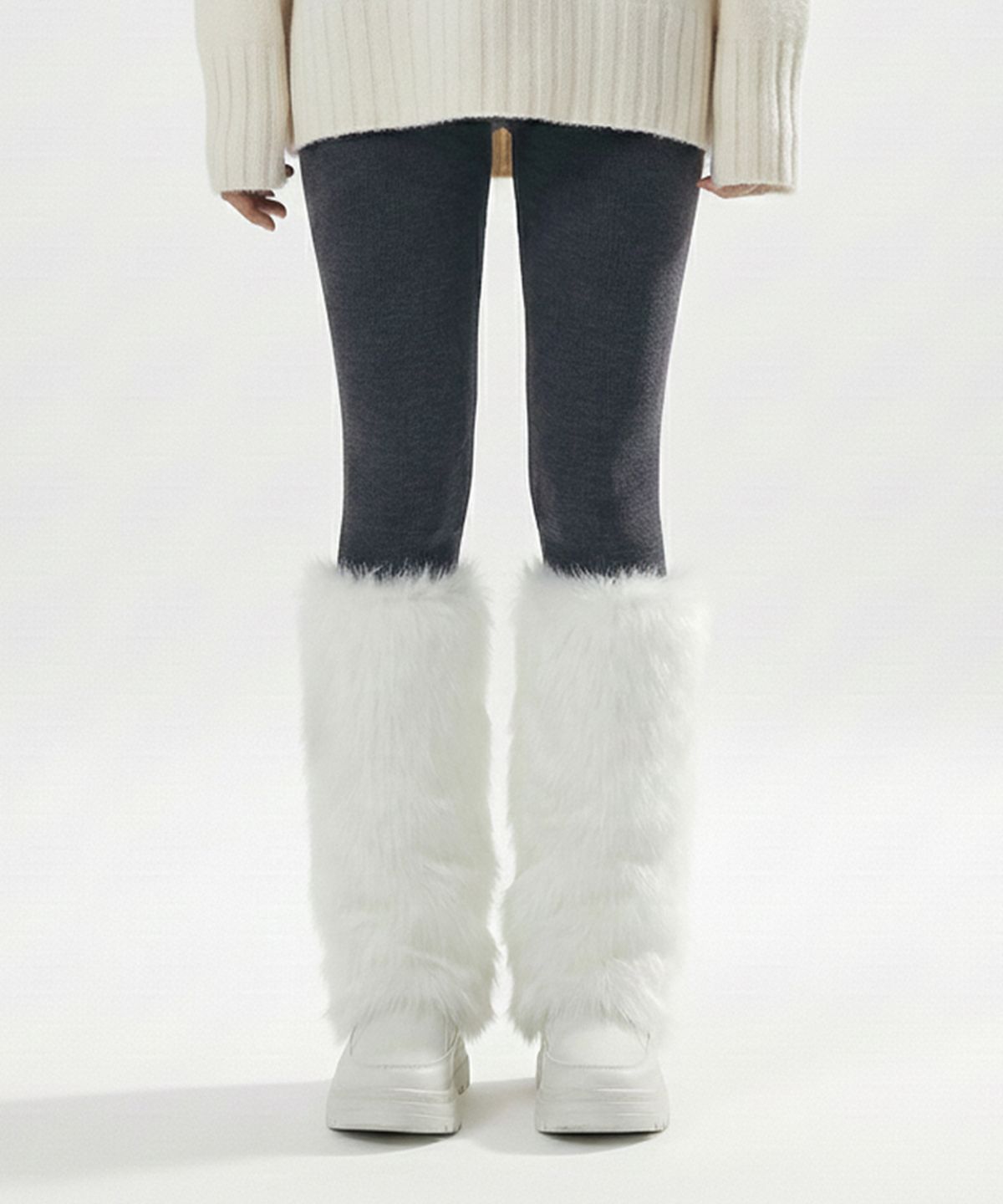 로맨틱타이거(ROMANTIC TIGER) basic fur leg  warmer(white)