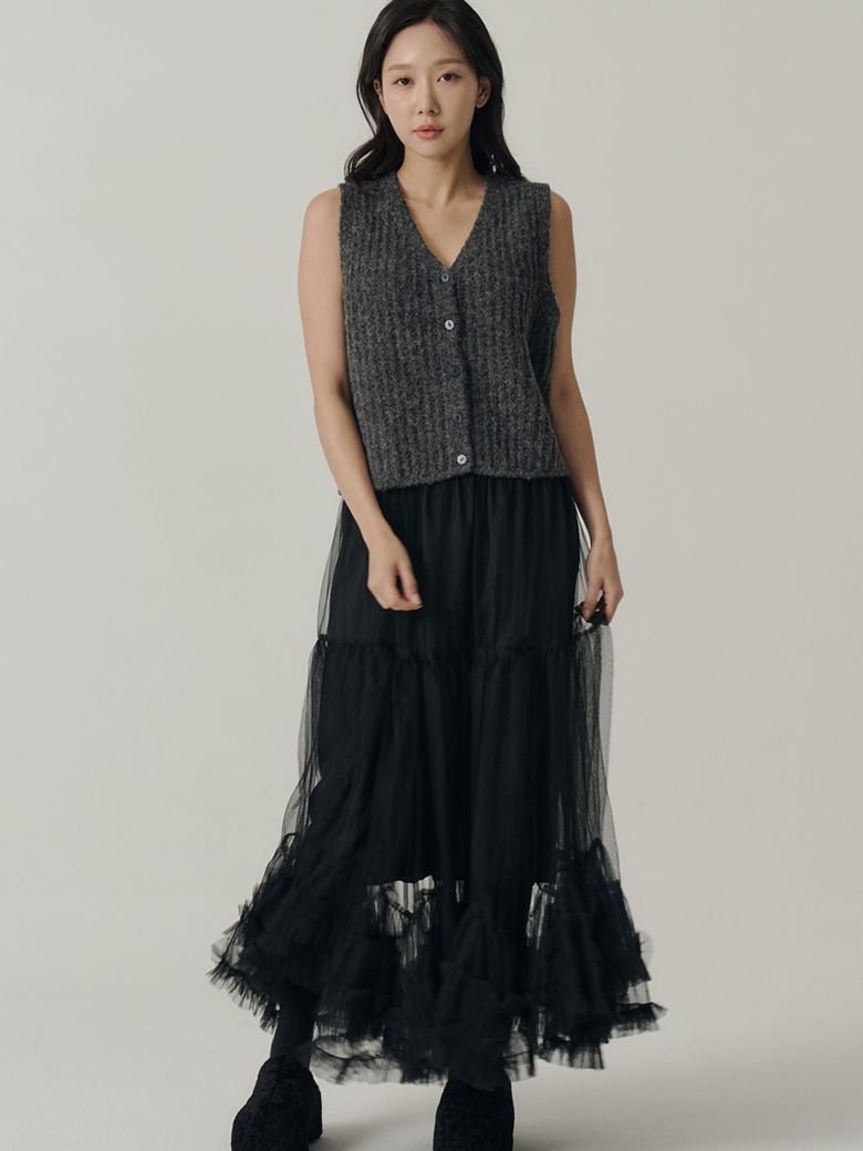 Alpaca Wool V-neck Knit Vest_Gray