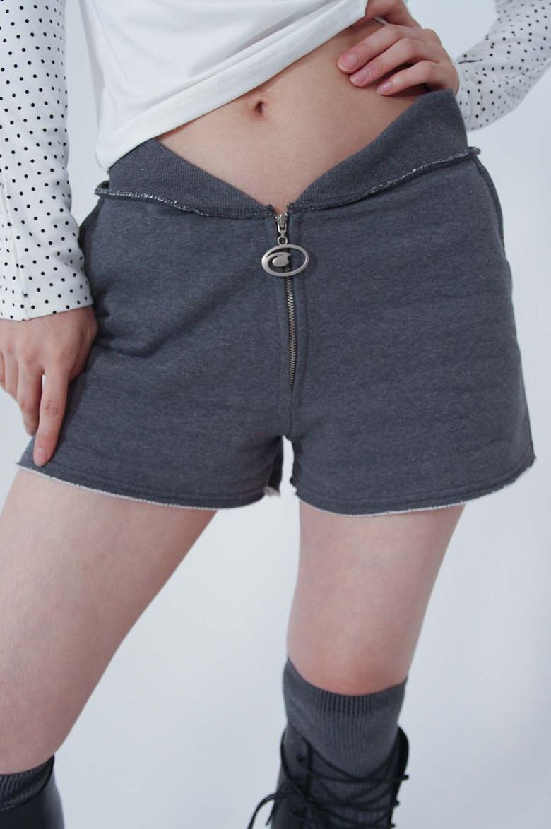 logo 2way short pants_charcoal(기모 ver)
