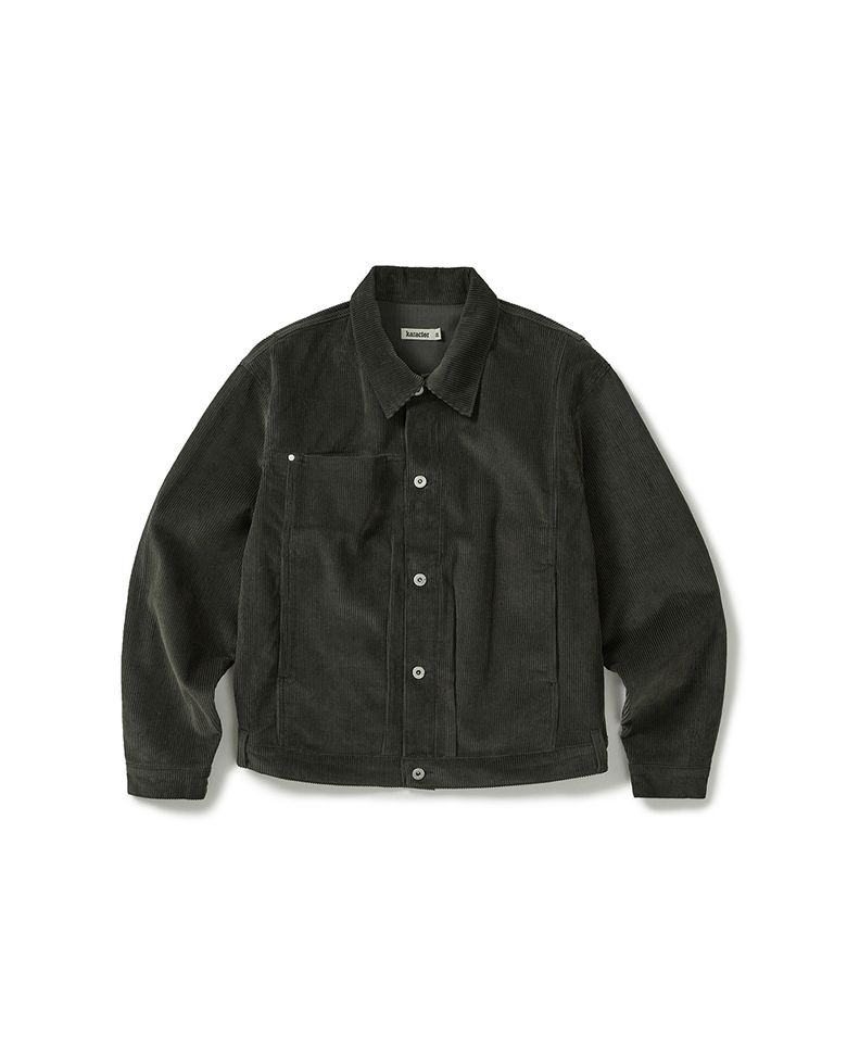 Corduroy trucker jacket / Charcoal green