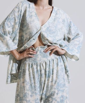 모슬린 거즈 버튼 긴팔 상하 세트 패턴